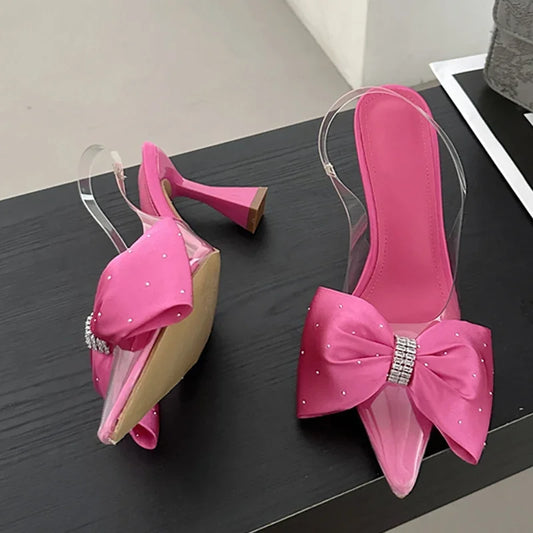 Butterfly-knot Pumps PVC Transparent High Heels Sandals
