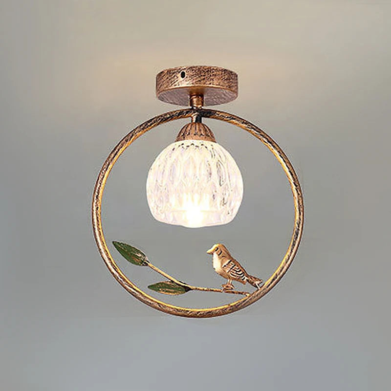 Antique Bronze Creative Bird Art Ceiling Lamp