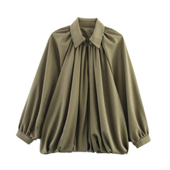 Ruched Batwing Sleeve Bomber Jacket