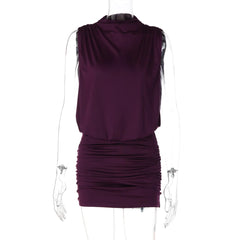 Mock Neck Open Back Cut Out Mini Dress