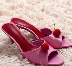Cherry Accent Pointed Toe Stiletto Sandals