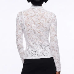 Floral Lace Mandarin Collar Top