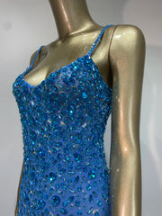Rhinestone Mesh Embellished Spaghetti Strap Maxi Dress