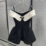 Printed Sleeveless Fishbone Waistband A-line Mini Dress