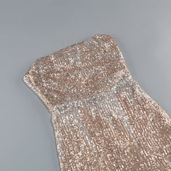 Strapless Sequin High Slit Maxi Dress