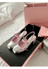 Patent Bowknot Chunky Mary Jane Heels