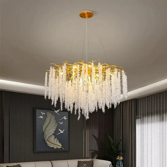 Branch Lustre Crystal Led Gold Aluminium Chandeliers