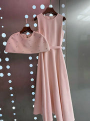 Embellished Cape A-Line Midi Dress