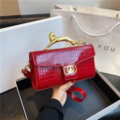 Embossed Croc Effect Animal Sculpture Top Handel Bag