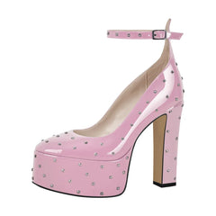 Studded Platform Chunky Heel Pumps