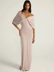 Draped Off-Shoulder Maxi Dress
