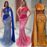 Mermaid One Shoulder Beaded Gowns For Women