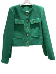 Tweed Basic Jacket Coat Women Woolen Outerwear