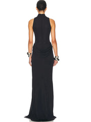 Mock Neck High Slit Maxi Dress