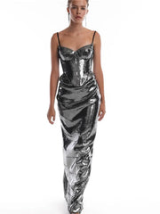 Sequin Corset Crop Top And Maxi Skirt Set