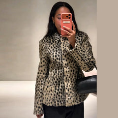 Faux Fur Spotted Print Jacket