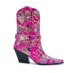 Embroidered Pointed Toe Boots