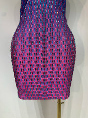 Halter Neck Sleeveless Bodycon Crystal-Embellished Mini Dress