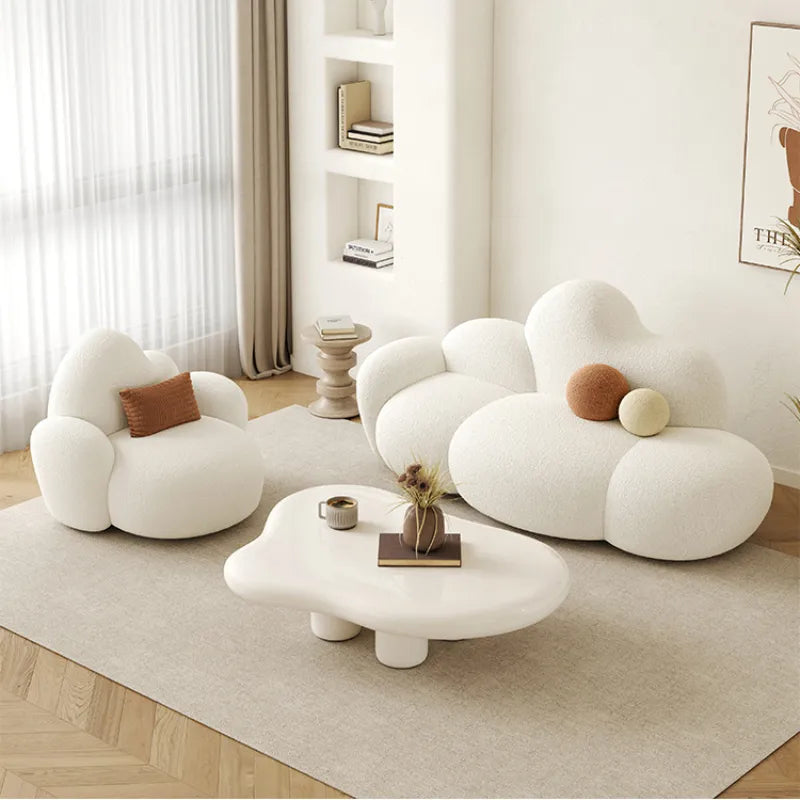 White Cloud Sofas Fabric Corner Couch Floor Furniture