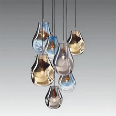 Colorful Glass Chandelier Irregular Shape LED Pendant Light