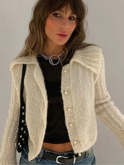 Lapel Flare Sleeve Short Cardigan