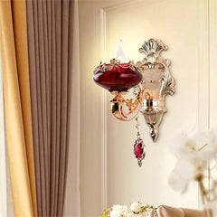 European Red Crystal Wall Lamp