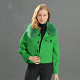 Woolen Fur Collar Thick Jacket Women Overcoat