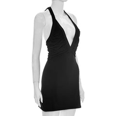 Black dress on a mannequin against a white background