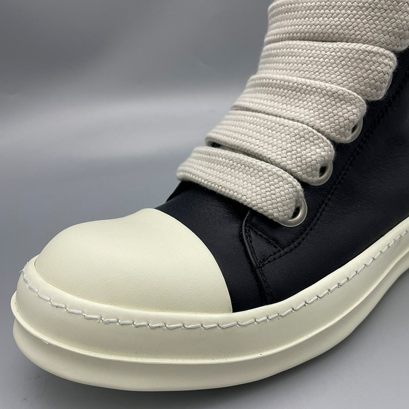  PU Leather Jumbo Shoeslace High Boot Women Men Shoes 