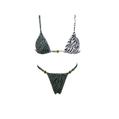 Zebra Print Bikini and Cover up Pants Two Piece Set