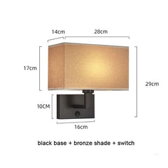 Wall Light Sconces with Rectangle White Yellow Fabric Shade