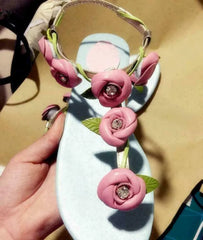Floral Thong Slingback Flat Sandals