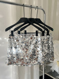 Silver High Waist Sparkling Sequin Mini Skirt Ultra Short Bottom