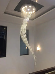 Crystal Chandelier Spiral Design Suspension Wire Ceiling Lamp