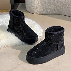 Suede Rhinestone Anti-slip Wear-resistant Short Boots