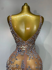 Sequin Embellished Mesh Column Dress