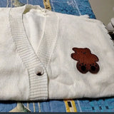 Cute Bear Embroidery Oversize Knitted Sweater