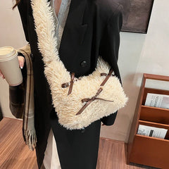 Bow Fluffy Soft Plush Warm Crossbody Bags