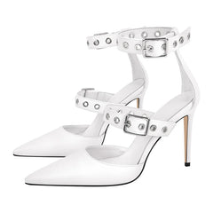 Pointed Toe Buckle Ankle Strap Heels