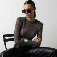 Round Neck Knitted Long Sleeved Pullover