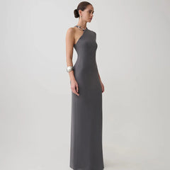 One Shoulder Cap Sleeve Maxi Dress