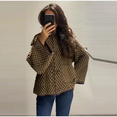 Plaid Knit Button Front Coat