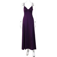 Satin Spaghetti Strap Sweetheart Maxi Dress