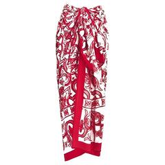 Red and White Patterned Two Piece Swimsuit Set