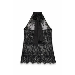 Sheer Floral Lace Halter Neck Top