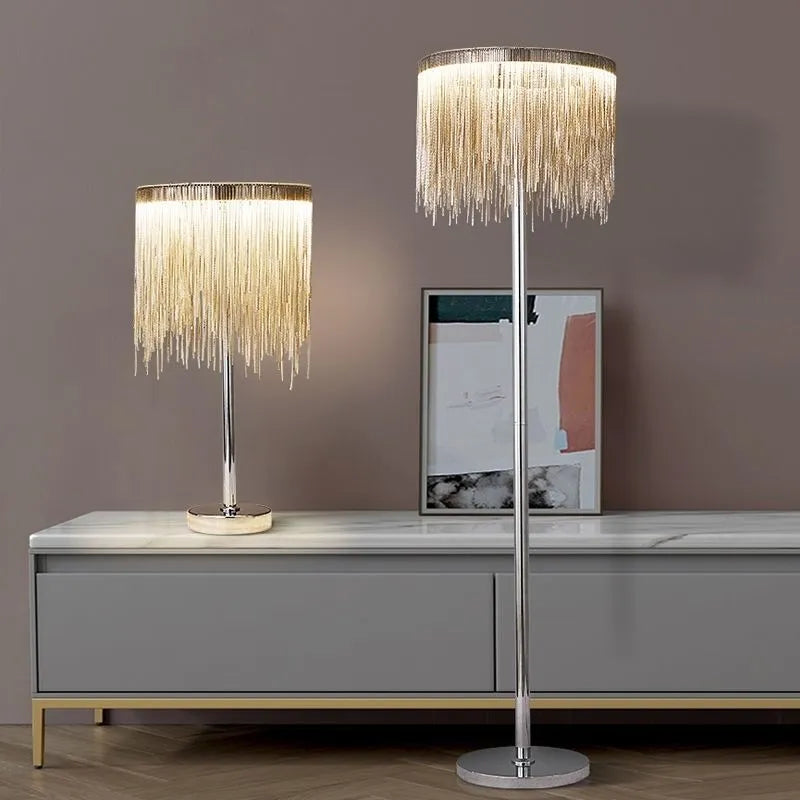 Tassel Aluminum Chain Floor Light Led Decorated Table Lamp