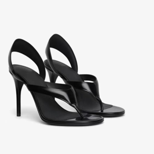 Black open toe slingback stiletto sandals