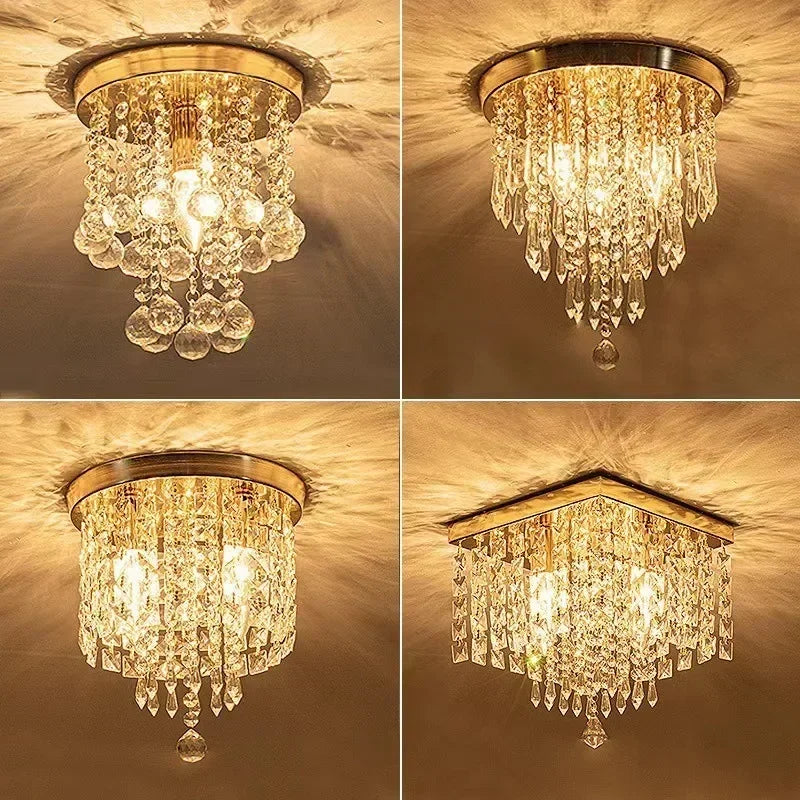 Creative Crystal Lamp Bedroom Hall Porch Corridor Modern Minimalist Nordic Lamps Glass Ceiling Lamp Golden Atelier 1