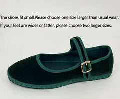 Velvet Buckle Strap Flats
