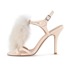 Faux Fur Buckle Strap High Heels